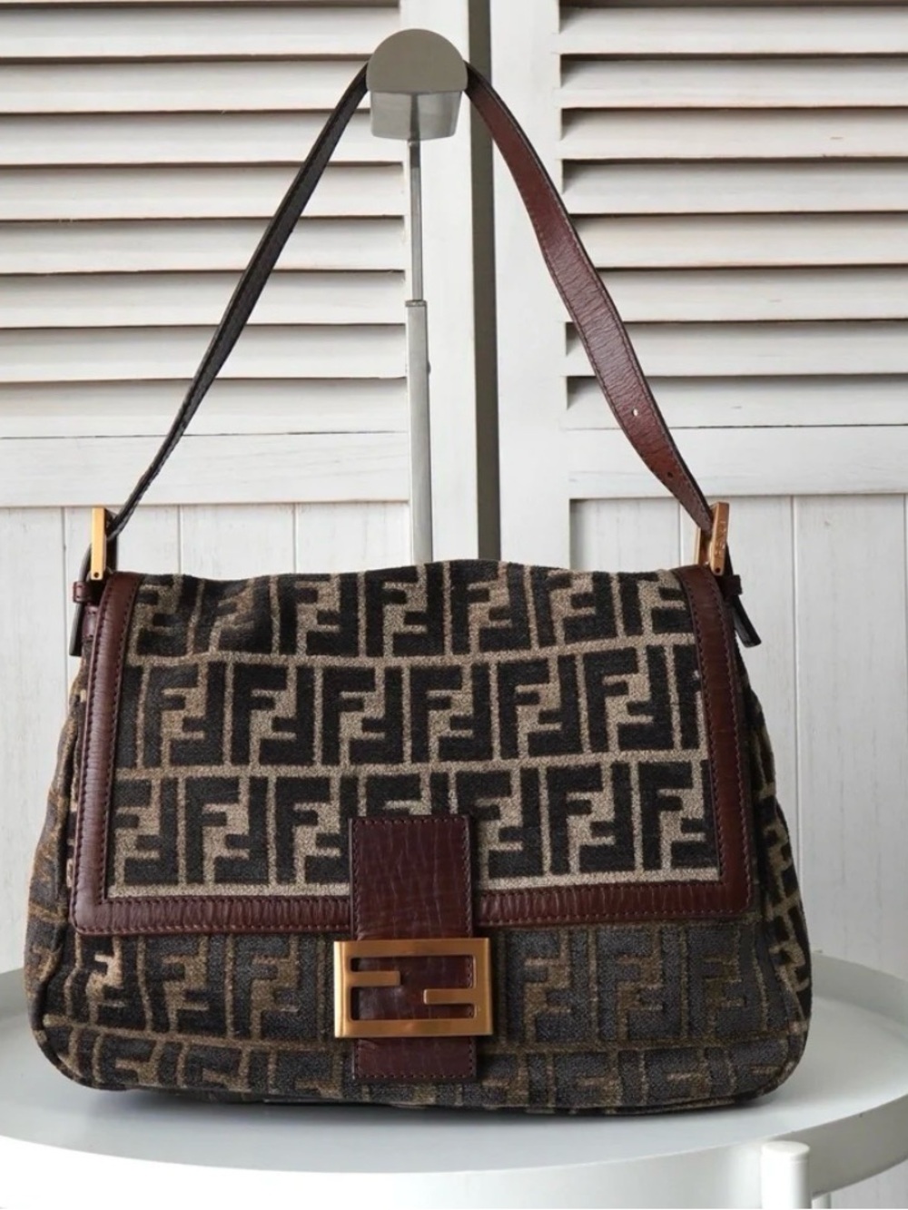 Fendi Zucca Baguette Shoulder Bag in Brown Monogram